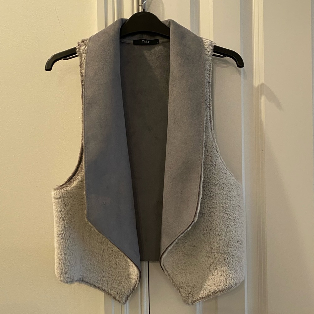 Tart Faux Fur + Suede Grey Reversible Vest - Softest Material Ever!